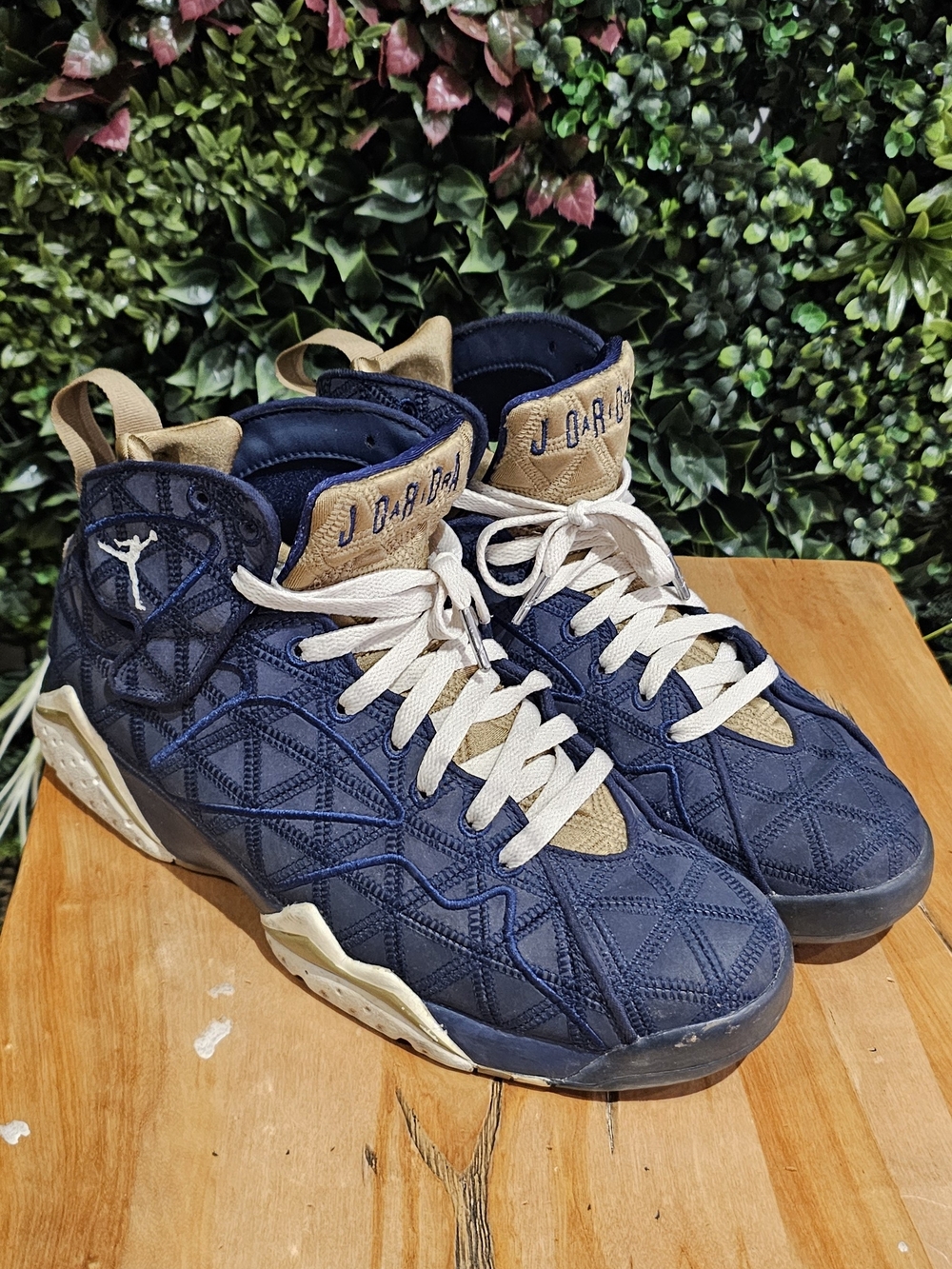 Jordan Retro High-Top Sneakers in Navy and Tan
